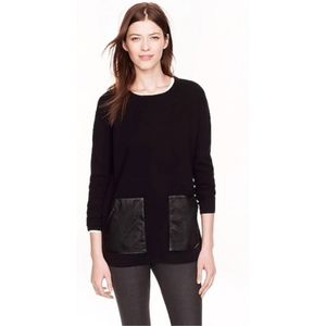 J.Crew Wool Sweater with Leather Pockets